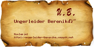 Ungerleider Bereniké névjegykártya